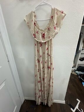 NAF NAF Cream Dress with Pink Floral Print